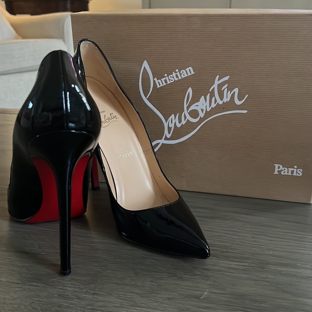 Christian Louboutin Pigalle 120 Patent Calf Black Heel Pump